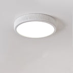 Contemporary Nordic Round Cream Vertical Stripe Acrylic Resin Lampshade Iron LED Flush Mount Ceiling Light For Bedroom
