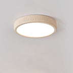 Contemporary Nordic Round Cream Vertical Stripe Acrylic Resin Lampshade Iron LED Flush Mount Ceiling Light For Bedroom