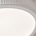 Contemporary Nordic Round Cream Vertical Stripe Acrylic Resin Lampshade Iron LED Flush Mount Ceiling Light For Bedroom