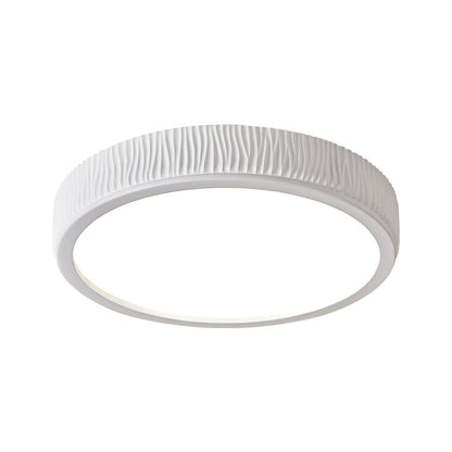 Contemporary Nordic Round Cream Vertical Stripe Acrylic Resin Lampshade Iron LED Flush Mount Ceiling Light For Bedroom