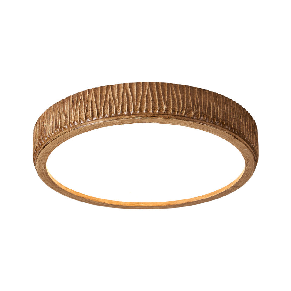 Contemporary Nordic Round Cream Vertical Stripe Acrylic Resin Lampshade Iron LED Flush Mount Ceiling Light For Bedroom