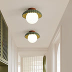 Contemporary Nordic Dome Bud Shape Cream Iron Glass 1 - Light Semi-flush Mount Ceiling Light for Hallways