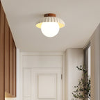 Contemporary Nordic Dome Bud Shape Cream Iron Glass 1 - Light Semi-flush Mount Ceiling Light for Hallways
