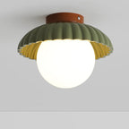 Contemporary Nordic Dome Bud Shape Cream Iron Glass 1 - Light Semi-flush Mount Ceiling Light for Hallways