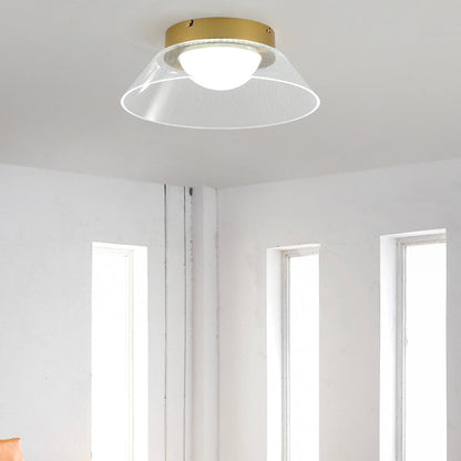 Modern Simplicity Dome Hat Shape Transparent Acrylic Lampshade Iron Aluminum LED Semi-Flush Mount Ceiling Light For Living Room