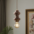 Contemporary Retro Dome Round Walnut Copper 1 - Light Pendant Light For Living Room