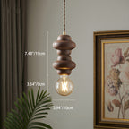 Contemporary Retro Dome Round Walnut Copper 1 - Light Pendant Light For Living Room