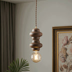 Contemporary Retro Dome Round Walnut Copper 1 - Light Pendant Light For Living Room