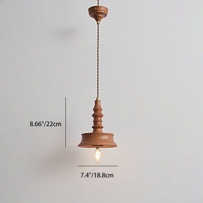 Traditional Japanese Dome Rubber Wood Lampshade Hardware 1 - Light Pendant Light For Dining Room