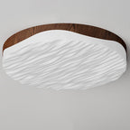 Contemporary Retro Round Ripple Iron Acrylic LED Flush Mount Ceiling Light For Bedroom