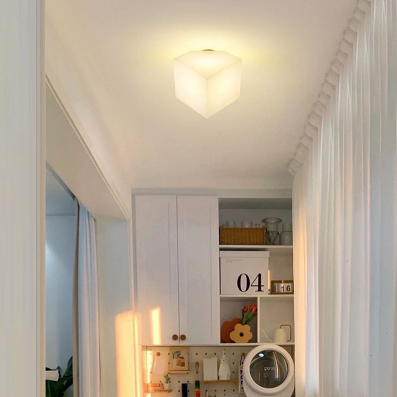 Modern Simplicity Dome Polygonal Roto-molding Metal Pvc 1 - Light Semi-flush Mount Ceiling Light for Hallways