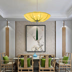 Traditional Chinese Lotus Petal Shape Fabric Iron 1/3-light Chandeliers for Dining Room BulbSquare
