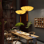 Traditional Chinese Lotus Petal Shape Fabric Iron 1/3-light Chandeliers for Dining Room BulbSquare