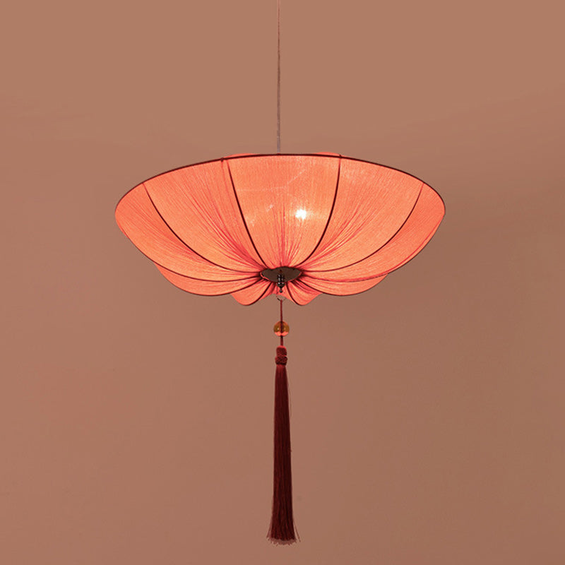 Traditional Chinese Lotus Petal Shape Fabric Iron 1/3-light Chandeliers for Dining Room BulbSquare