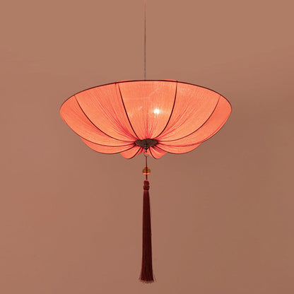 Traditional Chinese Lotus Petal Shape Fabric Iron 1/3-light Chandeliers for Dining Room
