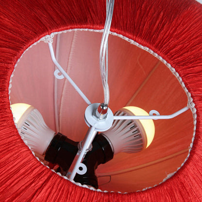 Traditional Chinese Lotus Petal Shape Fabric Iron 1/3-light Chandeliers for Dining Room
