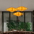 Traditional Chinese Lantern Shape Fabric Lampshade Metal 1/3 - Light Chandelier for Dining Room Lumendat