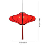 Traditional Chinese Lantern Shape Fabric Lampshade Metal 1/3 - Light Chandelier for Dining Room Lumendat