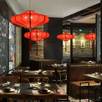 Traditional Chinese Lantern Shape Fabric Lampshade Metal 1/3 - Light Chandelier for Dining Room Lumendat