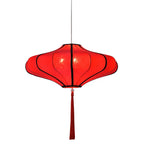 Traditional Chinese Lantern Shape Fabric Lampshade Metal 1/3 - Light Chandelier for Dining Room Lumendat