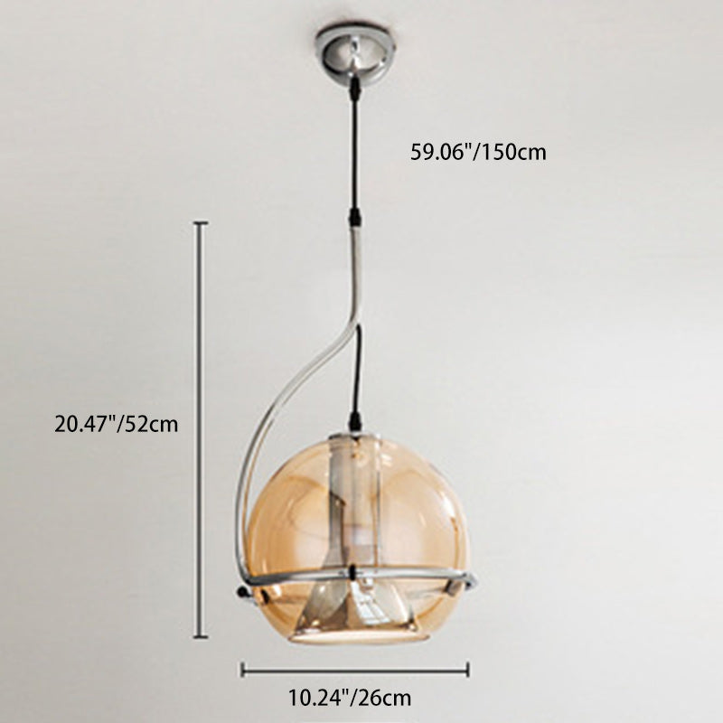 Contemporary Scandinavian Round Ball Glass Lampshade Iron 1 - Light Pendant Light For Living Room
