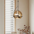 Contemporary Scandinavian Round Ball Glass Lampshade Iron 1 - Light Pendant Light For Living Room