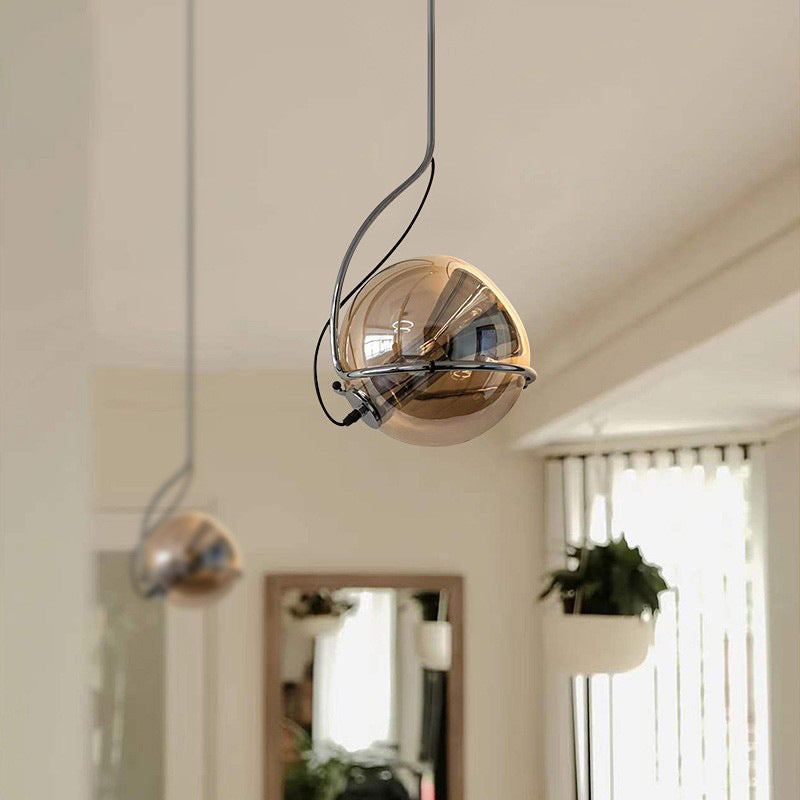 Contemporary Scandinavian Round Ball Glass Lampshade Iron 1 - Light Pendant Light For Living Room
