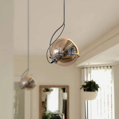 Contemporary Scandinavian Round Ball Glass Lampshade Iron 1 - Light Pendant Light For Living Room