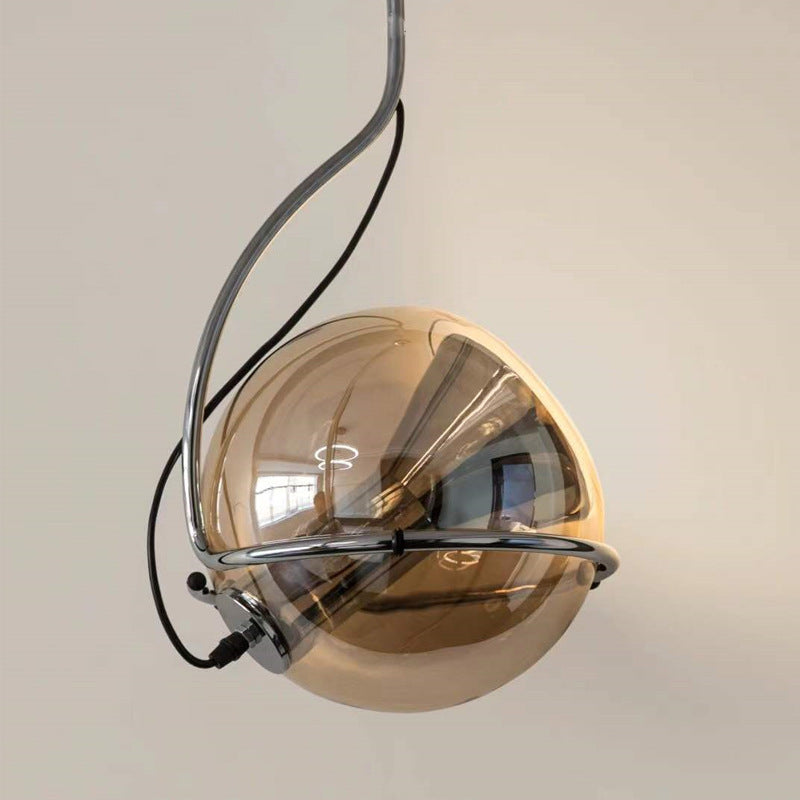 Contemporary Scandinavian Round Ball Glass Lampshade Iron 1 - Light Pendant Light For Living Room