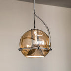 Contemporary Scandinavian Round Ball Glass Lampshade Iron 1 - Light Pendant Light For Living Room