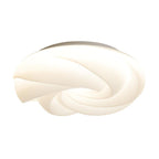 Contemporary Nordic Cream Flower Roll Acrylic Lampshade Iron LED Flush Mount Ceiling Light For Bedroom