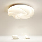 Contemporary Nordic Cream Flower Roll Acrylic Lampshade Iron LED Flush Mount Ceiling Light For Bedroom