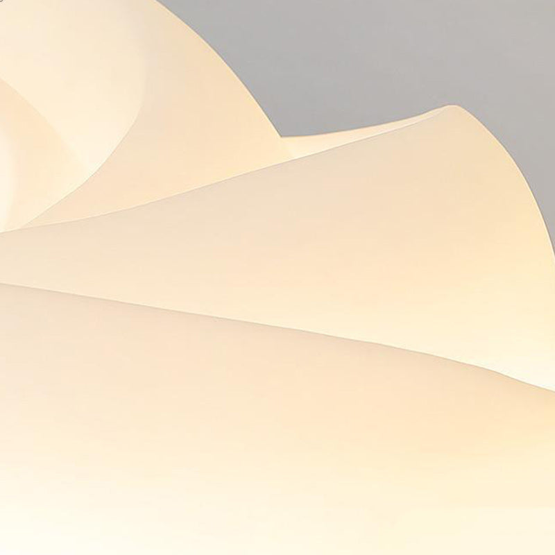 Contemporary Nordic Cream Flower Roll Acrylic Lampshade Iron LED Flush Mount Ceiling Light For Bedroom
