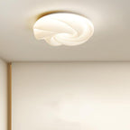 Contemporary Nordic Cream Flower Roll Acrylic Lampshade Iron LED Flush Mount Ceiling Light For Bedroom