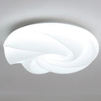 Contemporary Nordic Cream Flower Roll Acrylic Lampshade Iron LED Flush Mount Ceiling Light For Bedroom