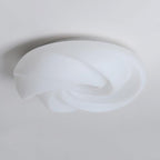 Contemporary Nordic Cream Flower Roll Acrylic Lampshade Iron LED Flush Mount Ceiling Light For Bedroom