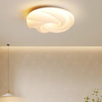 Contemporary Nordic Cream Flower Roll Acrylic Lampshade Iron LED Flush Mount Ceiling Light For Bedroom