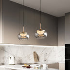 Modern Art Deco Hardware Acrylic Glass Lampshade Candy Bowl LED Pendant Light For Bedroom