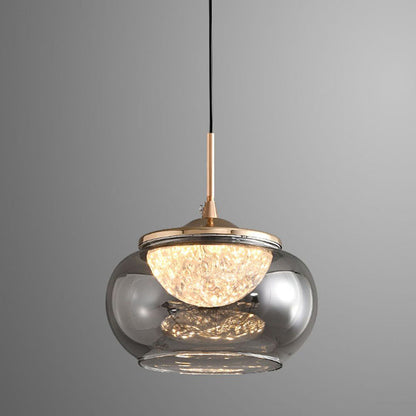 Modern Art Deco Hardware Acrylic Glass Lampshade Candy Bowl LED Pendant Light For Bedroom