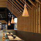 Contemporary Boho Hat Shape Bamboo Weaving Iron 1 - Light Pendant Light For Dining Room