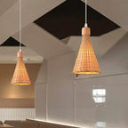 Contemporary Boho Hat Shape Bamboo Weaving Iron 1 - Light Pendant Light For Dining Room