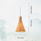Contemporary Boho Hat Shape Bamboo Weaving Iron 1 - Light Pendant Light For Dining Room