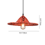 Contemporary Boho Hat Shape Bamboo Weaving Lampshade Iron 1 - Light Pendant Light for Dining Room BulbSquare