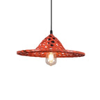 Contemporary Boho Hat Shape Bamboo Weaving Lampshade Iron 1 - Light Pendant Light for Dining Room BulbSquare