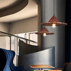 Contemporary Boho Hat Shape Bamboo Weaving Lampshade Iron 1 - Light Pendant Light for Dining Room BulbSquare