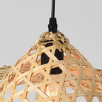 Contemporary Boho Hat Shape Bamboo Weaving Lampshade Iron 1 - Light Pendant Light for Dining Room BulbSquare