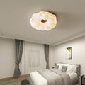 Contemporary Nordic Cream Flower Acrylic Lampshade Iron LED Flush Mount Ceiling Light For Bedroom