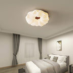 Contemporary Nordic Cream Flower Acrylic Lampshade Iron LED Flush Mount Ceiling Light For Bedroom