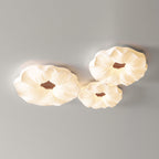 Contemporary Nordic Cream Flower Acrylic Lampshade Iron LED Flush Mount Ceiling Light For Bedroom