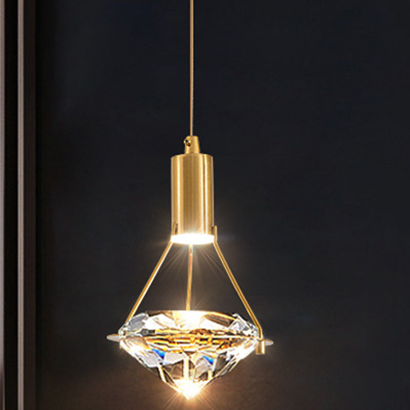 Modern Luxury Dome Diamond Full Copper Crystal 1 - Light Pendant Light For Dining Room